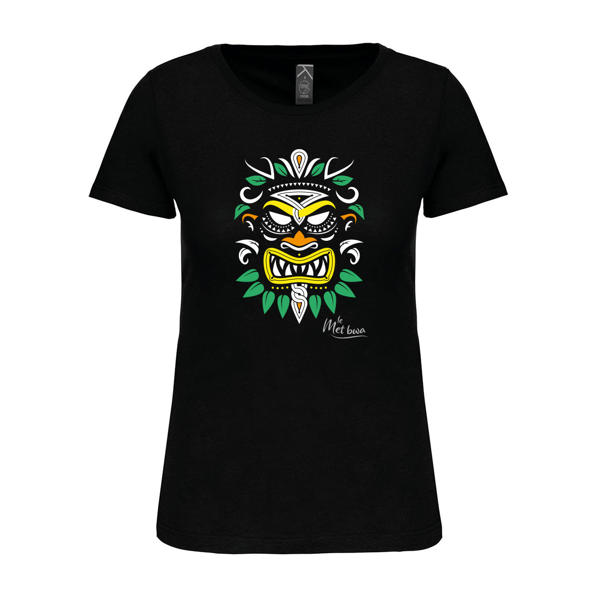 T-shirt Femme illustration Mèt bwa - Guyane  - Noir