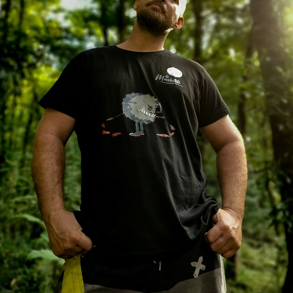 bat wéy - T-shirt homme illustration maskilili - Guyane - Noir - Model 01