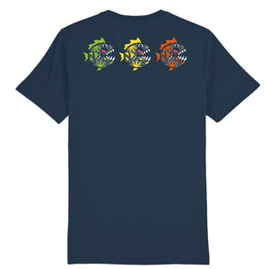 bat wey - T-shirt Homme illustration Piranhas - Guyane - Marine - Dos